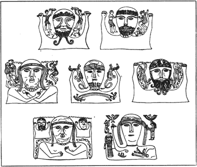 Рис. 19 Б. Сцени върху котела от Гундеструп (по Пауел) keltite_na_balkanskiq_poluostrov_ris_19_b_kotel_gundestrup.png