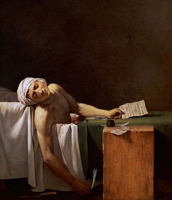 Убитият Марат 1793 г. Масл. бои, платно, 162 x 125 см. Брюксел, Белгийски кралски музей за изящни изкуства. 4_marat.jpg