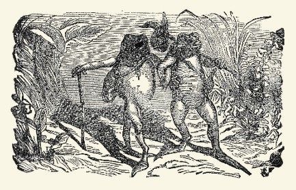 Илюстрация: Х. Уиър, Дж. Тениъл, Ъ. Гриест (Harrison Weir, John Tenniel, Ernest Griest, 1884) Жабите и пресъхналото блато