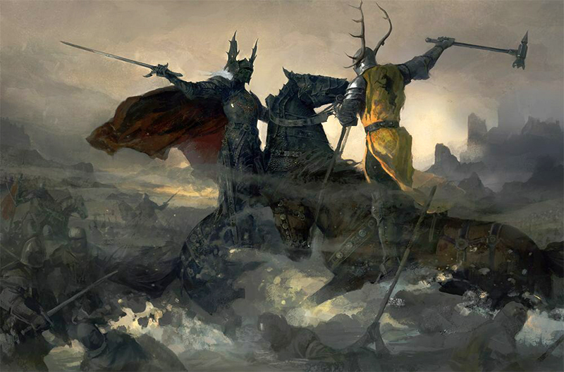 Регар Таргариен и лорд Робърт Баратеон се изправят един срещу друг при Тризъбеца rhaegarrobert.jpg